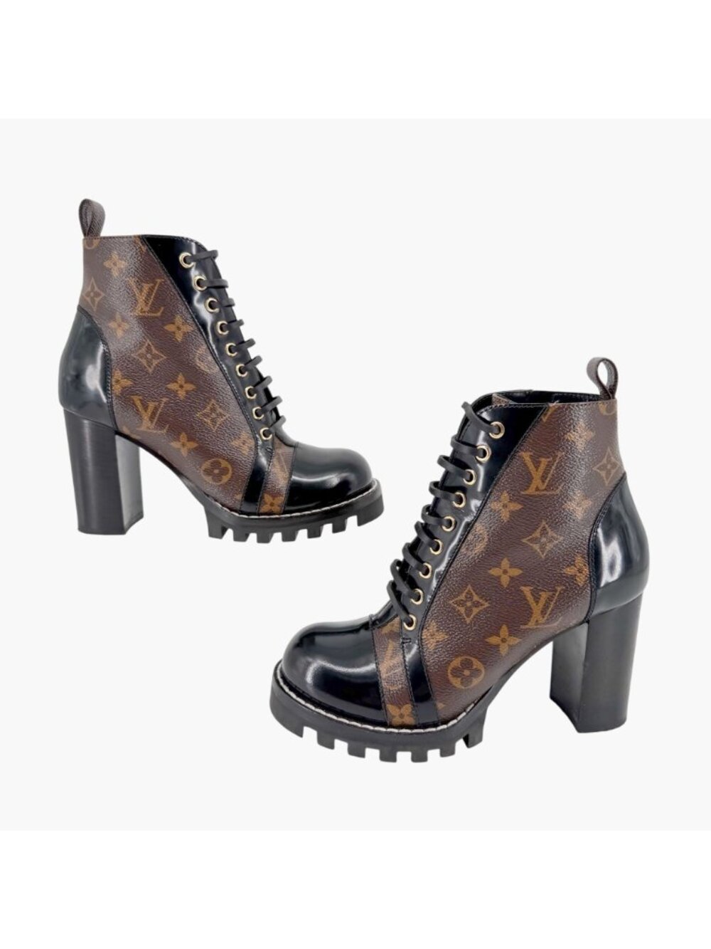Louis Vuitton Star Trail Combat Boots LV Monogram Brown Size 38.5 US 8.5 Women's - Picture 7 of 15